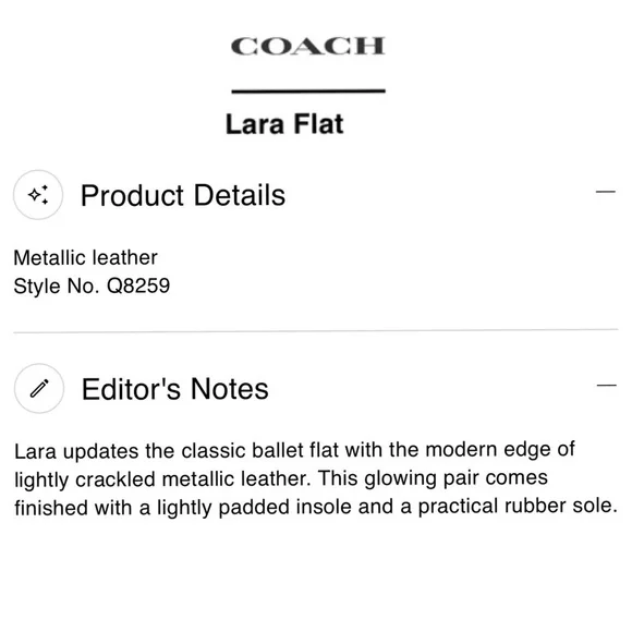 COACH LARA Q8259 METALLIC TUMBLED GOLD ROUND TOE HOLIDAY CLASSIC BALLERINA FLAT - Picture 2 of 13